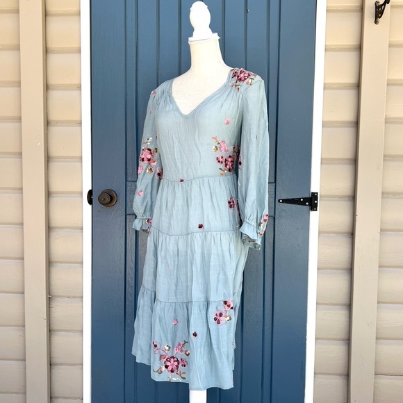 Hope Springs Floral Embroidered Dress Women Size L - Picture 2 of 8